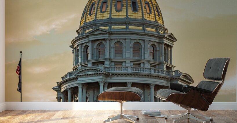 Gold covered dome of State Capitol Denver Wall Murals