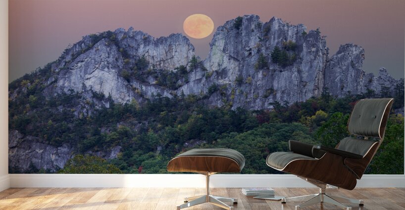 Supermoon over Seneca Rocks in West Virginia Wall Murals