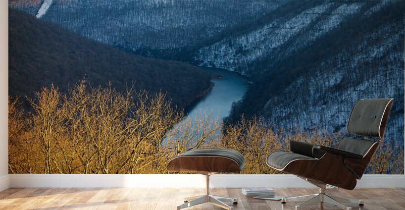 Cold Cheat River Canyon at Coopers Rock on winter afternoon Wall Murals