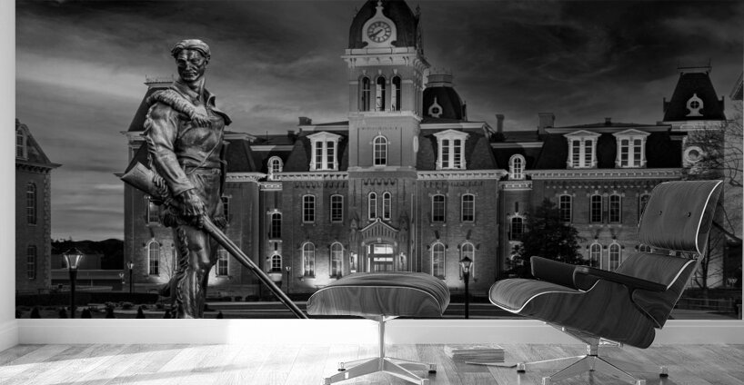BW Mountaineer statue in front of Woodburn Hall at WVU Wall Murals