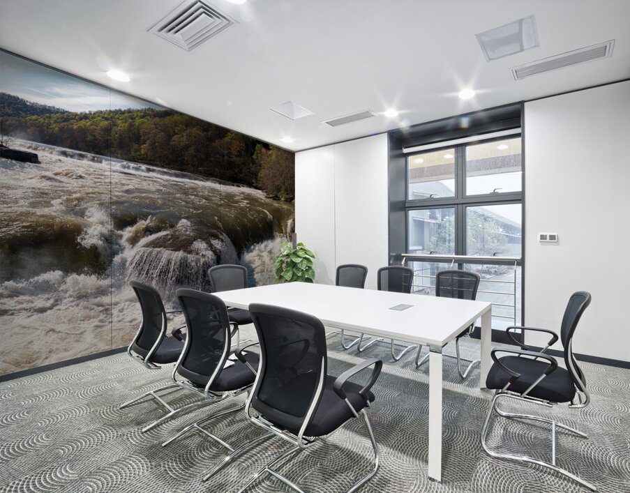 Eye level view of raging flooded Valley Falls near Fairmont Wall Printing