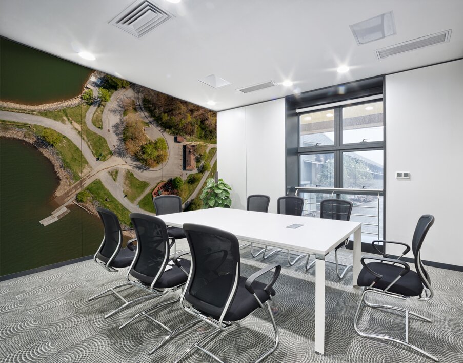 Aerial top down view of Cheat Lake Park near Morgantown Wall Printing