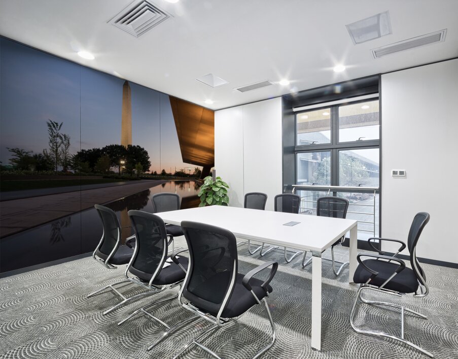 Reflection of Washington in reflecting pool at sunset Wall Printing
