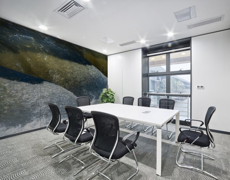 Frozen motion of raging water flowing over Valley Falls Wall Printing