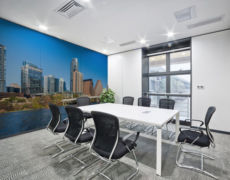 Cityscape of apartments and offices  in downtown Austin Texas Wall Printing