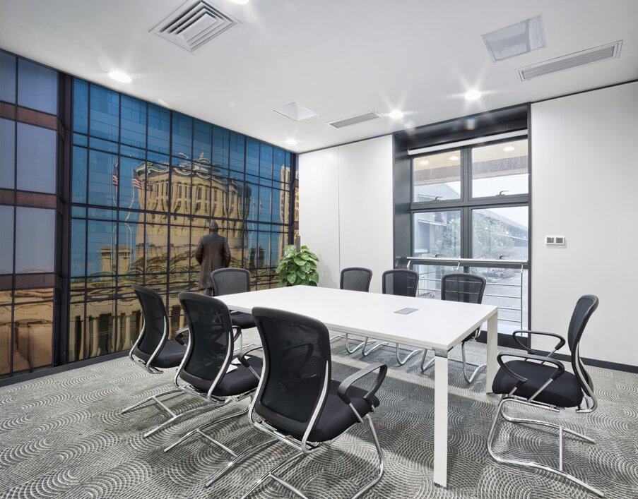 Reflection of McKinley statue and State Capitol building in Colu Wall Printing