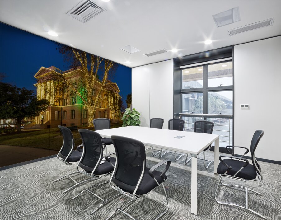 December lights on Williamson County Courthouse in Georgetown TX Wall Printing