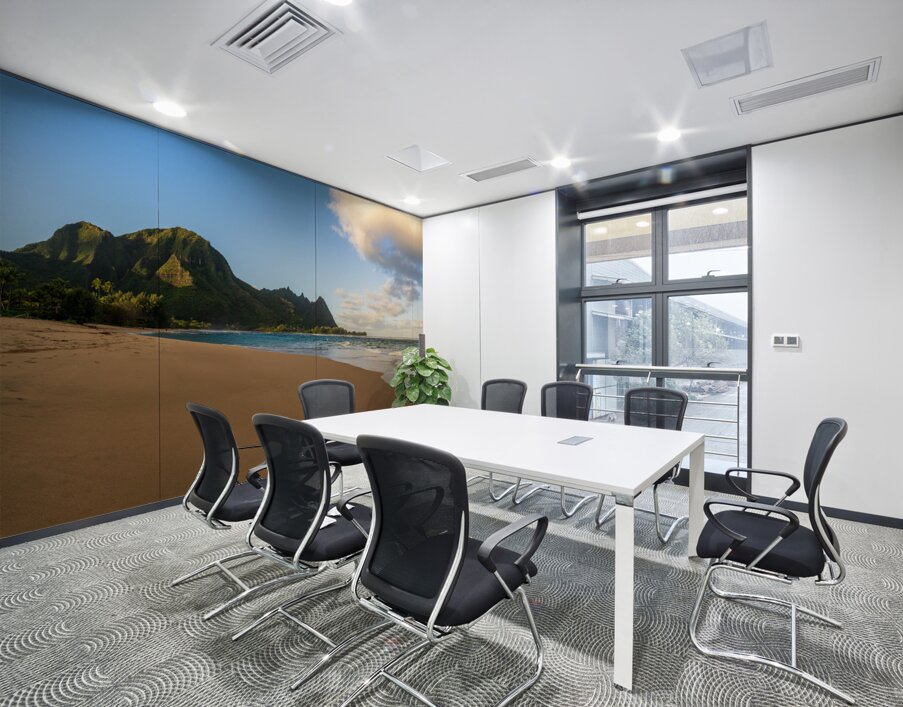 Early morning sunrise over Tunnels Beach on Kauai in Hawaii Wall Printing