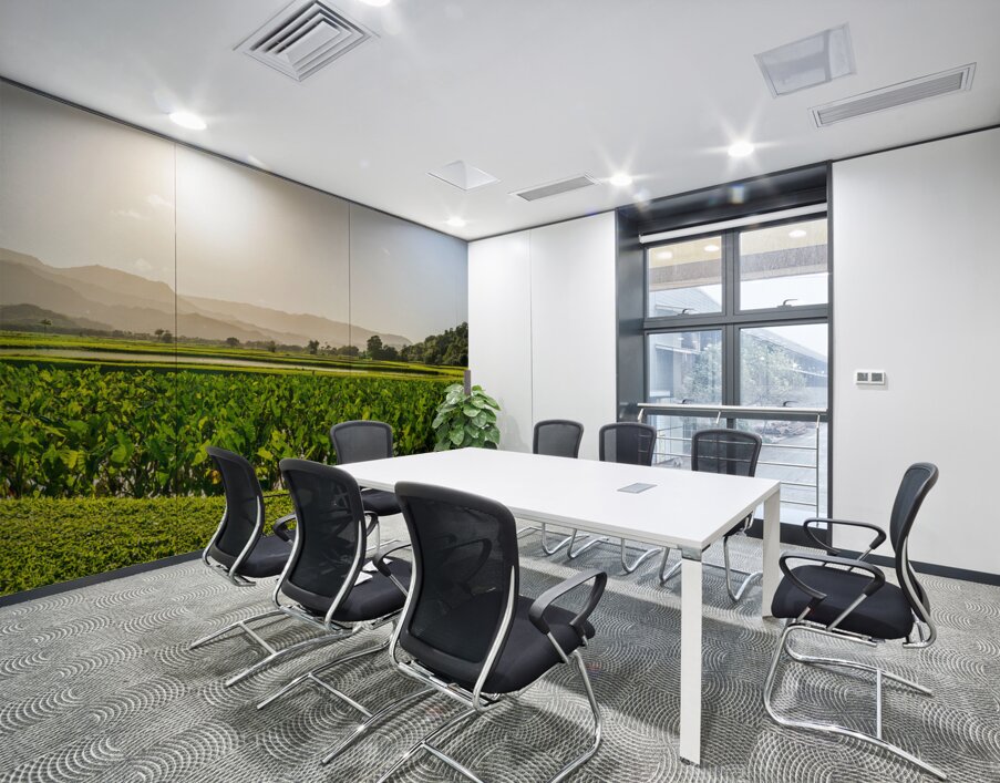 Verdant taro fields thrive under the Hawaiian sun near Hanalei B Wall Printing