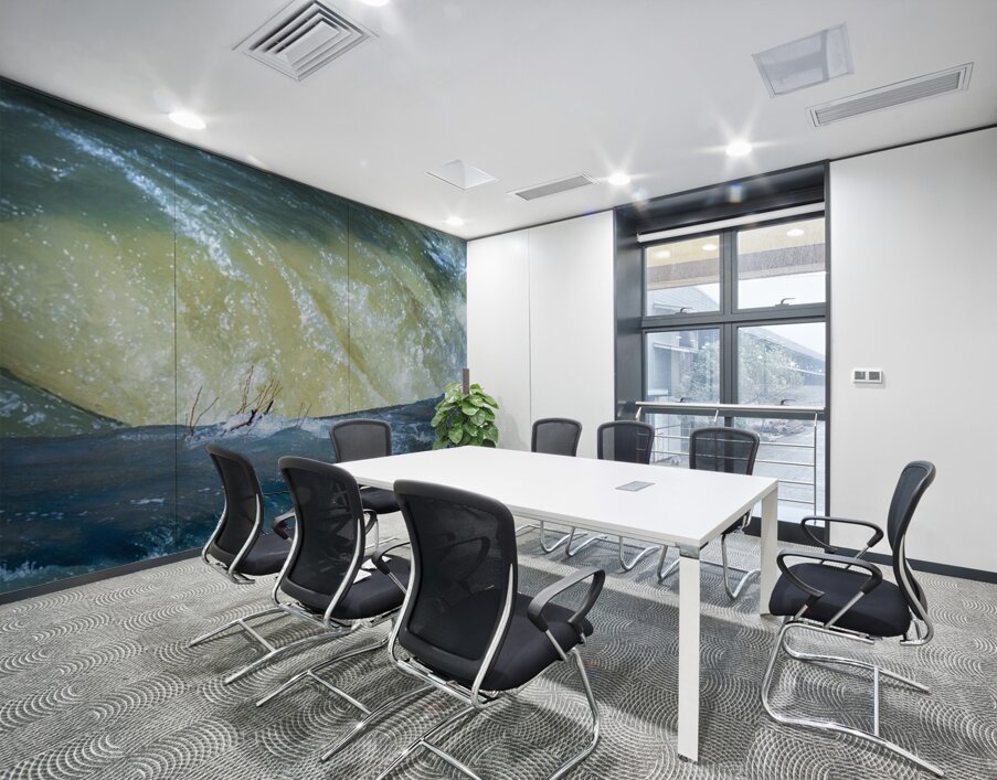 Frozen motion of raging water flowing over Valley Falls Wall Printing