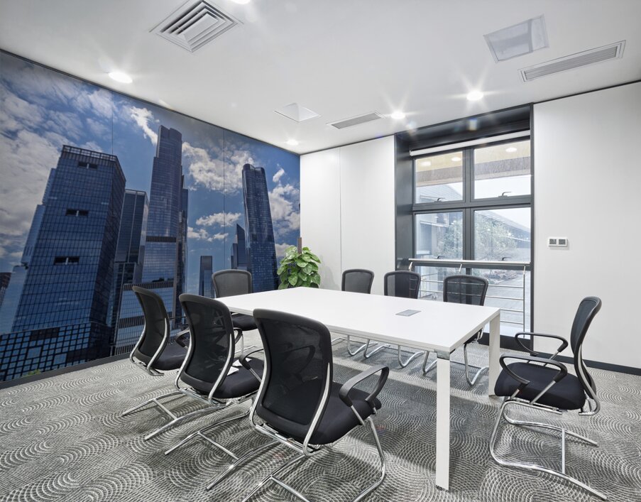 Tall office and apartment buidlings above Hudson Yards in New Yo Wall Printing