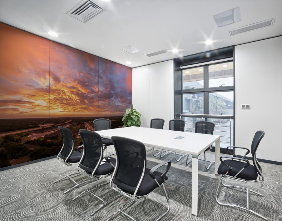 Dramatic sunset seen from drone over Georgetown Texas residentia Wall Printing