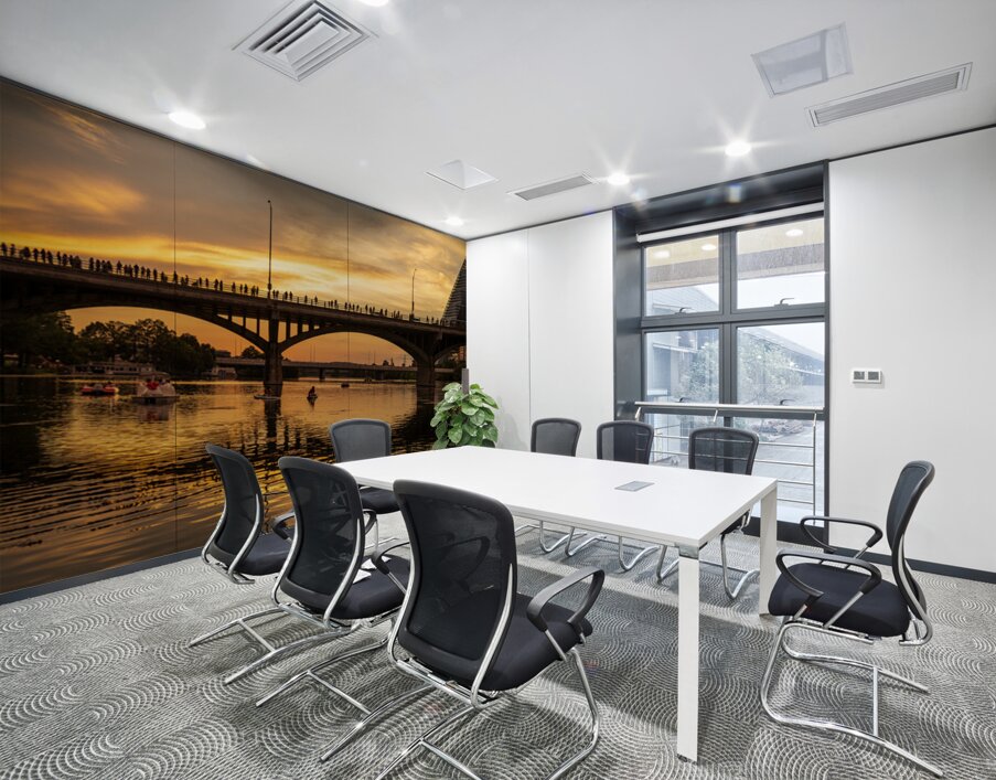 Bat watchers crowd on Congress Avenue bridge waiting for bats Wall Printing