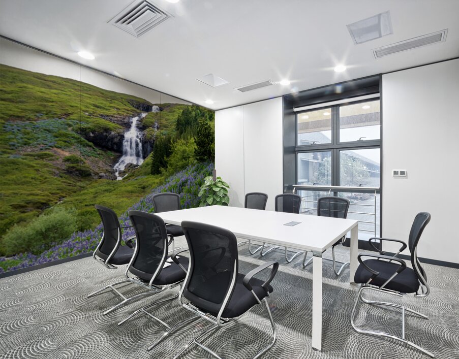 Waterfall in Tunhudalur valley near Isafjordur Iceland with lupi Wall Printing