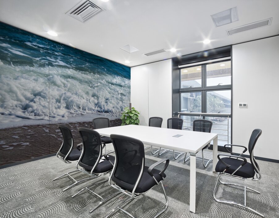 Frozen motion of waves crashing onto a pebble beach on the Isle  Wall Printing