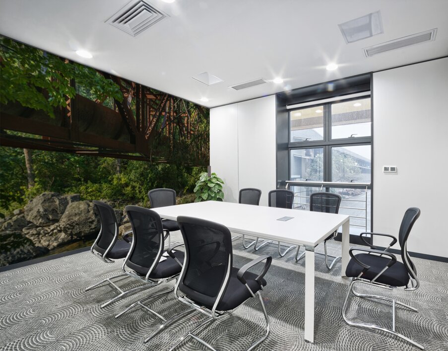 Tumwater Canyon pipeline bridge over Wenatchee River in Washingt Wall Printing