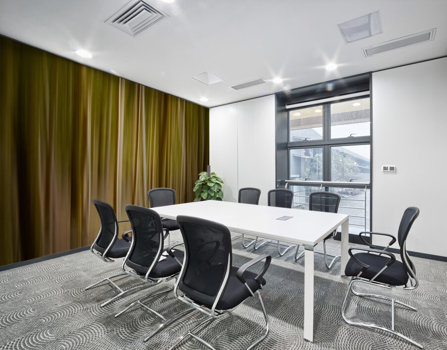 Path through pine trees with intentional camera movement Wall Printing
