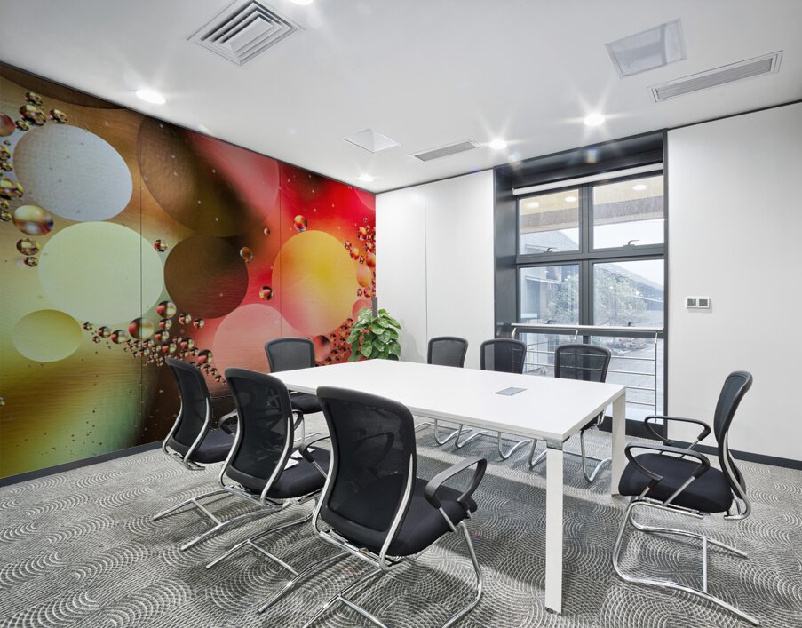 Oil and water reflecting dramatic colors Wall Printing