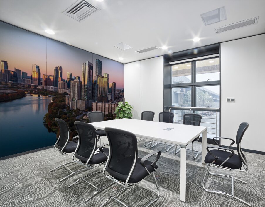 Sunset panorama of Austin Skyline and Rainey district 2026 Wall Printing