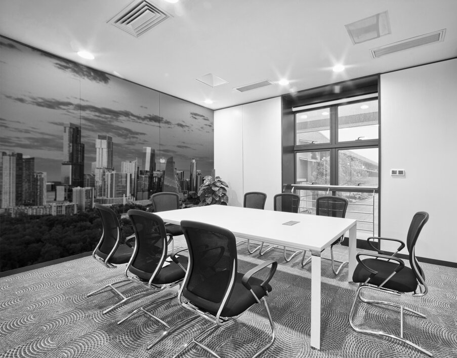 Monochrome view of harvest moon in the Austin skyline Wall Printing