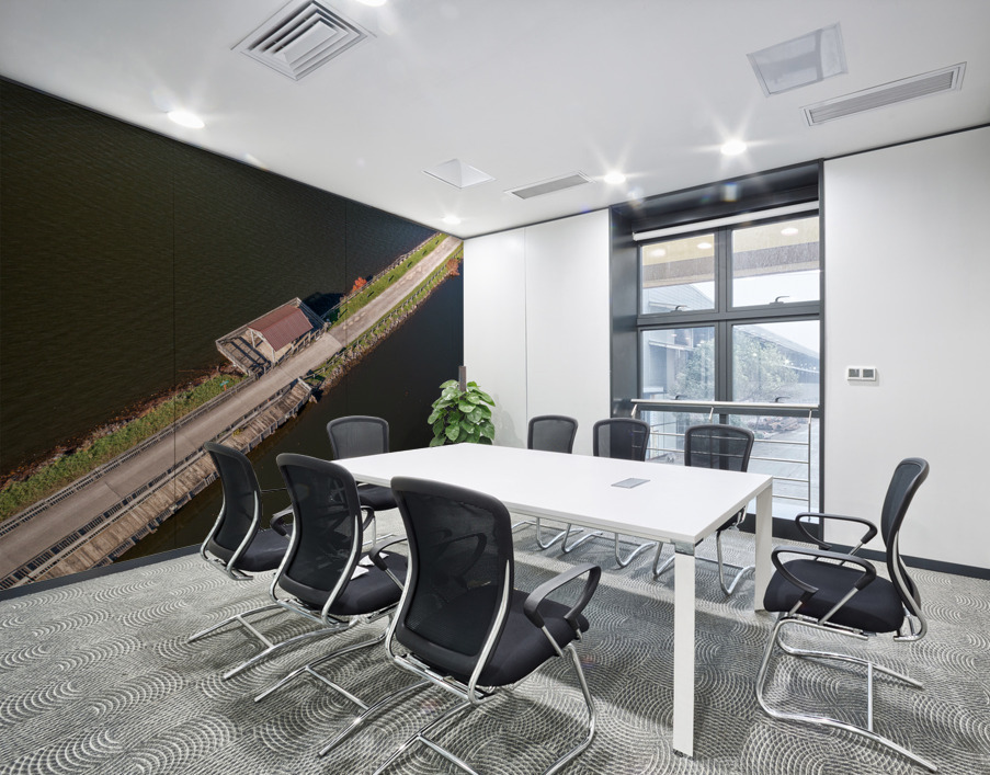 Aerial view of the lake and trail at Cheat Lake Park Wall Printing