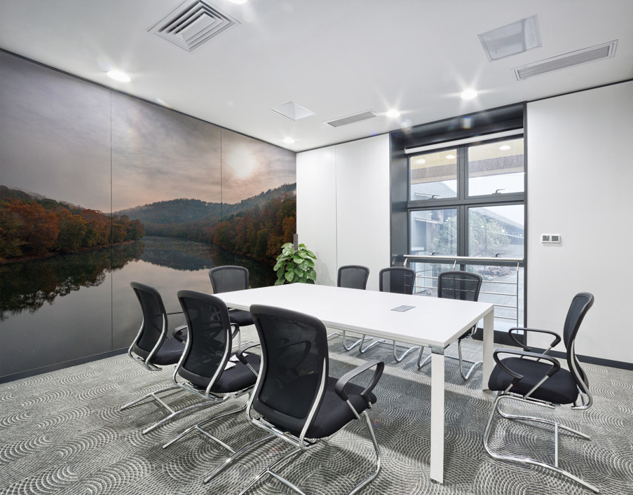 Calm Tygart River by Valley Falls on a misty autumn day Wall Printing