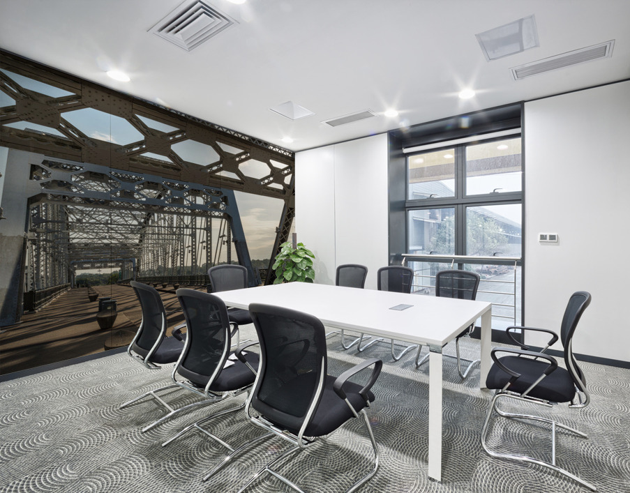 Cyclist on John Seigenthaler pedestrian bridge or Shelby street crossing Wall Printing