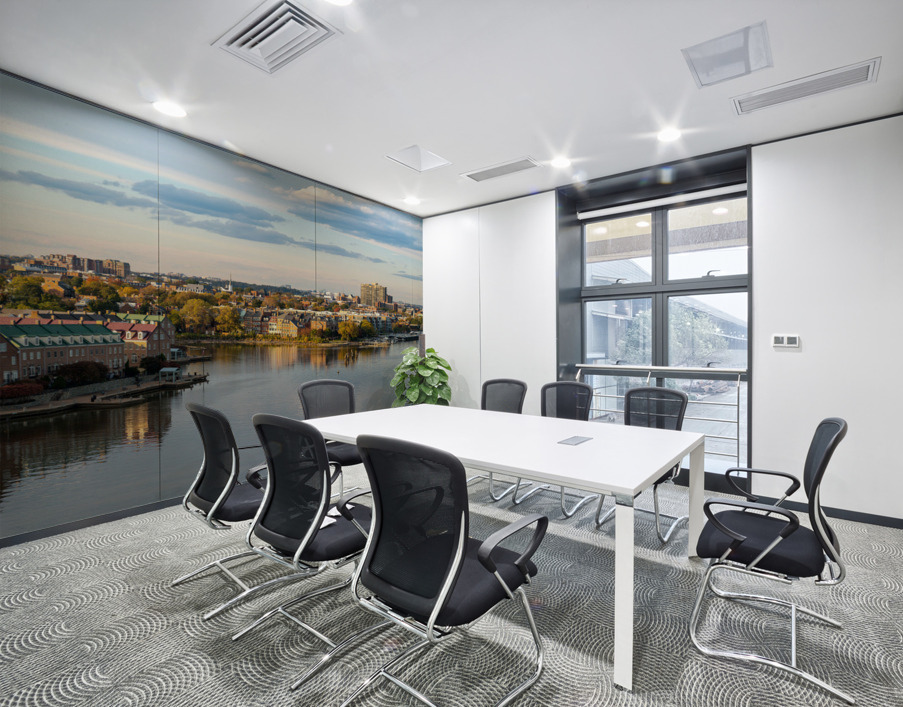 Waterfront of city of Alexandria in Virginia at sunset Wall Printing