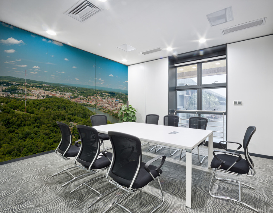 Aerial panorama image of the downtown and university in Morgantown Wall Printing