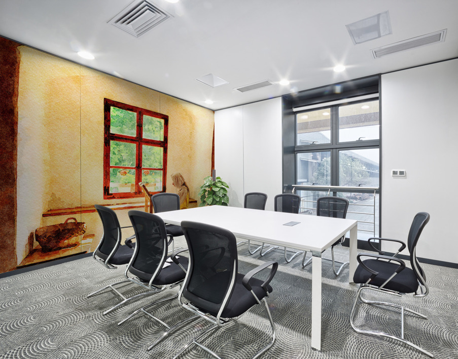 Water color of woman working on embroidery Wall Printing