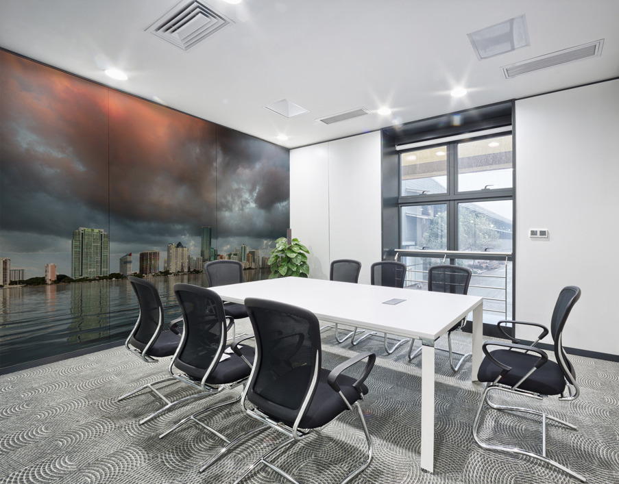 Dawn view of Miami Skyline reflected in water Wall Printing