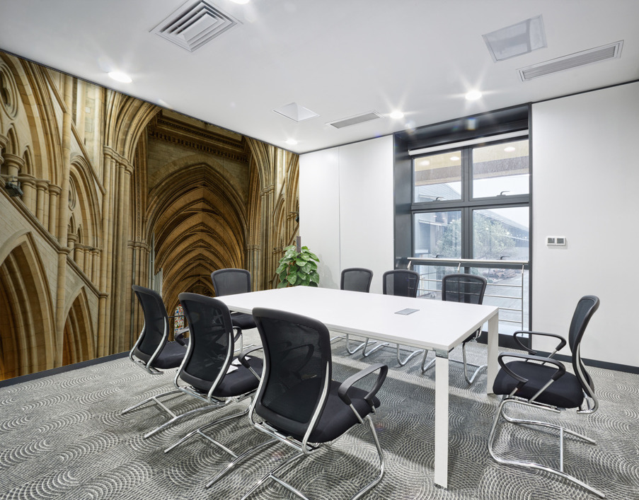 Interior aisle to altar in Truro cathedral in Cornwall Wall Printing