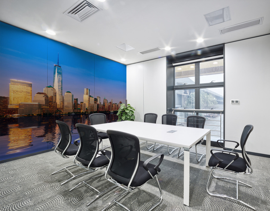 Skyline of Lower Manhattan at night Wall Printing