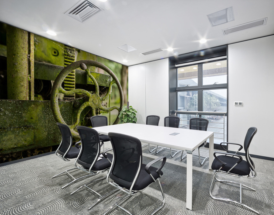 Moss covered farm machinery with handle Wall Printing