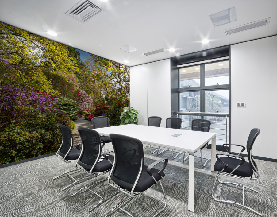Pathway through Azaleas and Rhododendron trees in spring Wall Printing