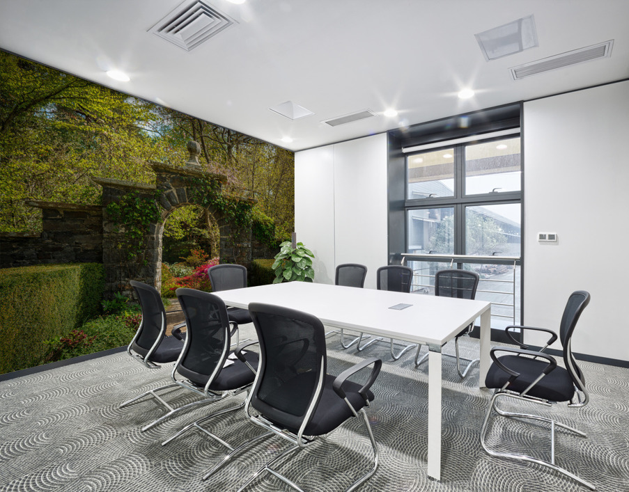 Archway frames Azaleas and Rhododendron trees in spring Wall Printing