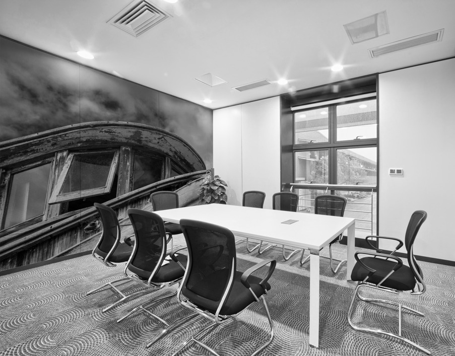 Monochrome abandoned fishing boat at Icy Strait Point Wall Printing