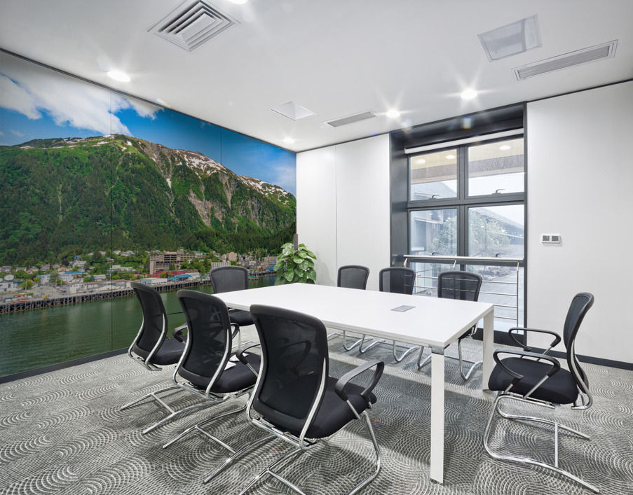 City of Juneau in Alaska seen from the water in the port Wall Printing