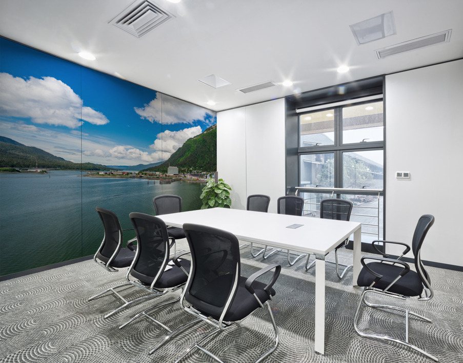 City of Juneau in Alaska seen from the water in the port Wall Printing