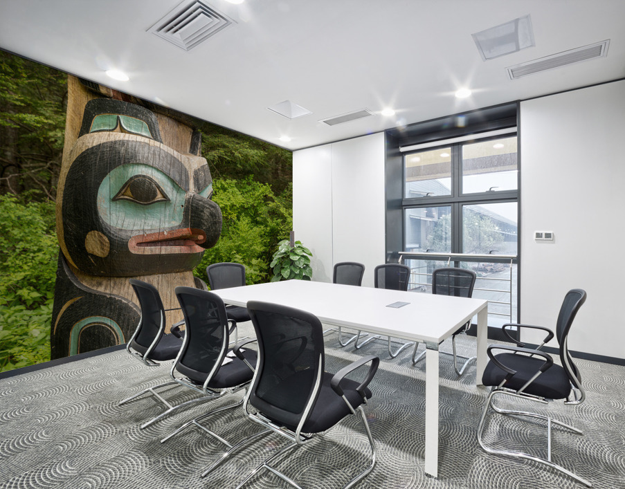 Detail of carved totem pole in the Sitka National Historical Par Wall Printing