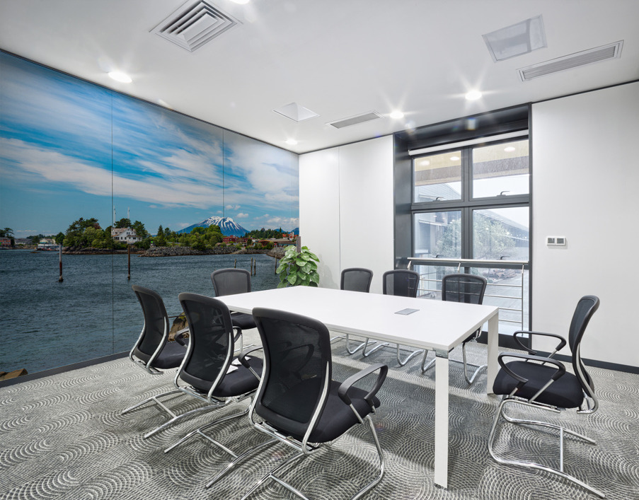 Mt Edgecumbe rises about the small town of Sitka in Alaska Wall Printing