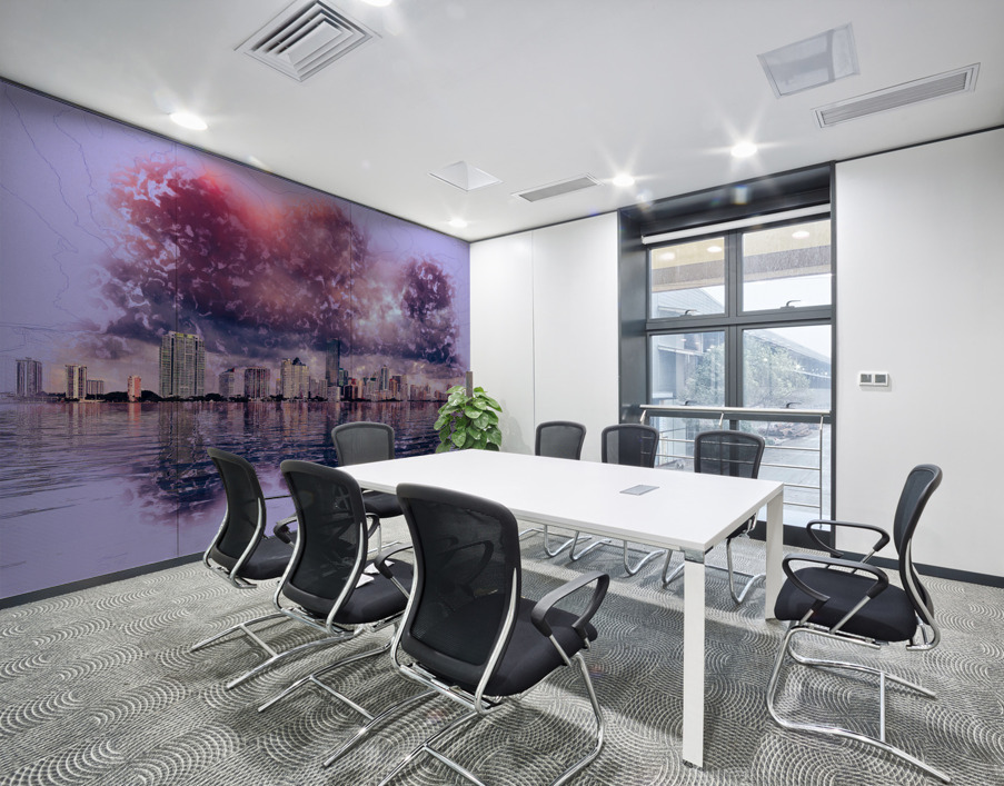 Dawn view of Miami Skyline reflected in water Wall Printing