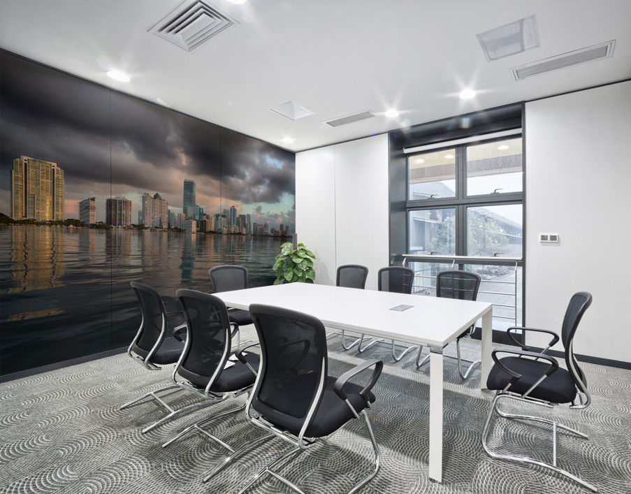 Dawn view of Miami Skyline reflected in water Wall Printing