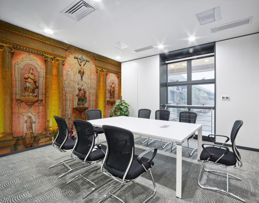 Interior of the church at Santa Barbara Mission Wall Printing