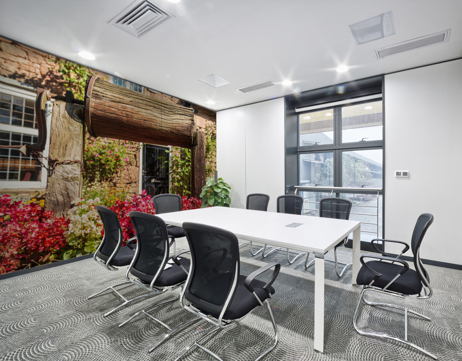 Wooden well winch frames welcome sign Wall Printing