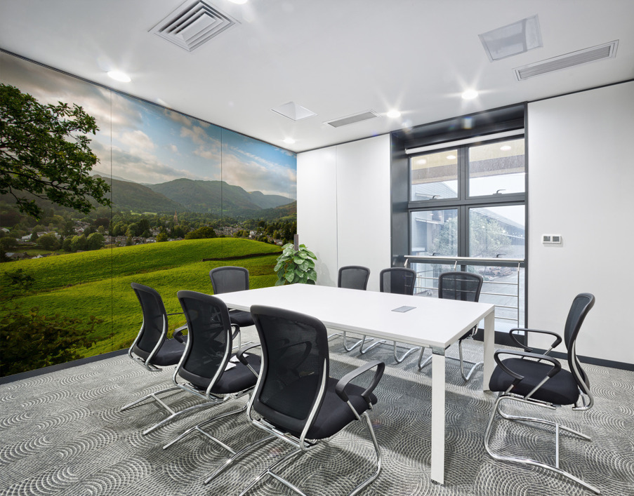 View over fields to Ambleside Lake District Wall Printing