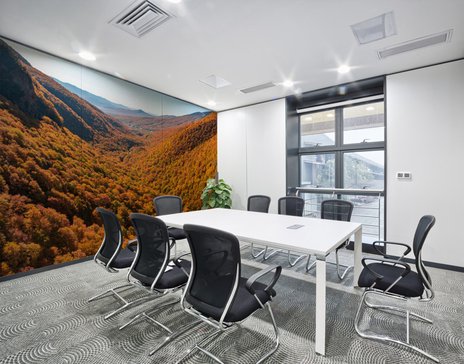 Aerial view of Smugglers Notch with fall trees in Vermont Wall Printing