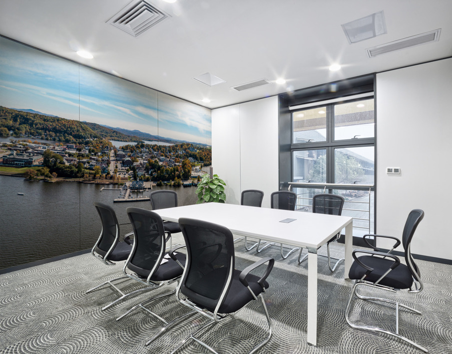 Aerial view of Newport Vermont in the fall Wall Printing