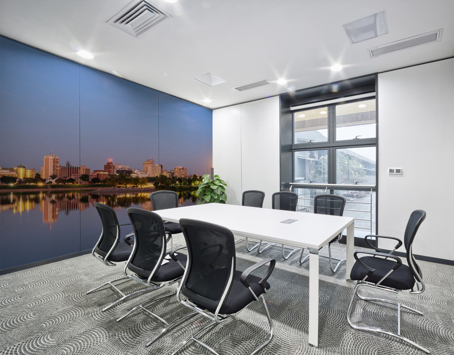 Harvest moon above the city skyline of Harrisburg in Pennsylvani Wall Printing
