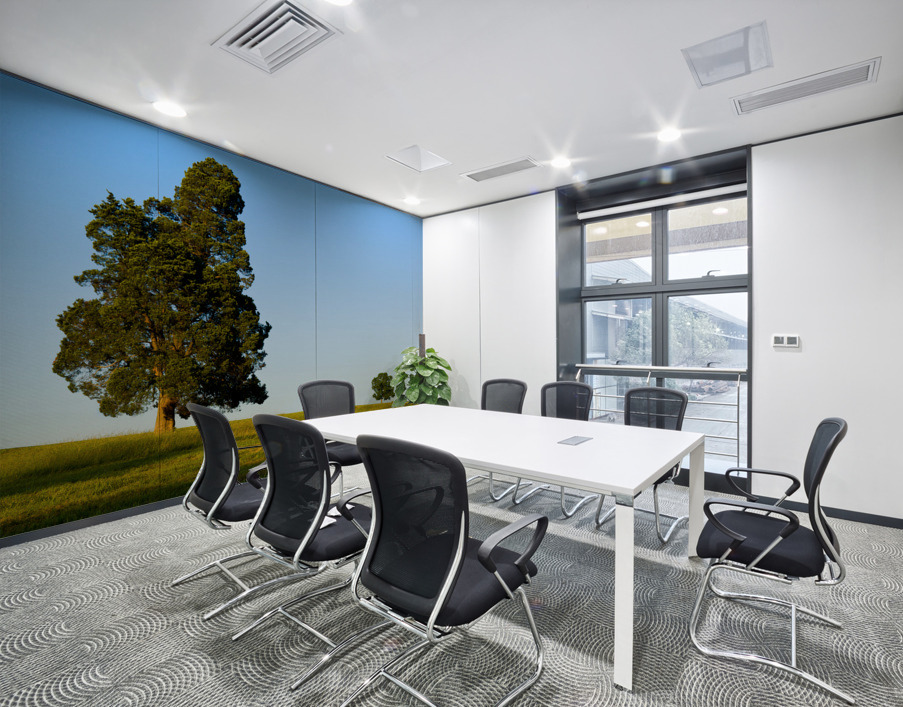 Large tree dominates small tree on hillside Wall Printing